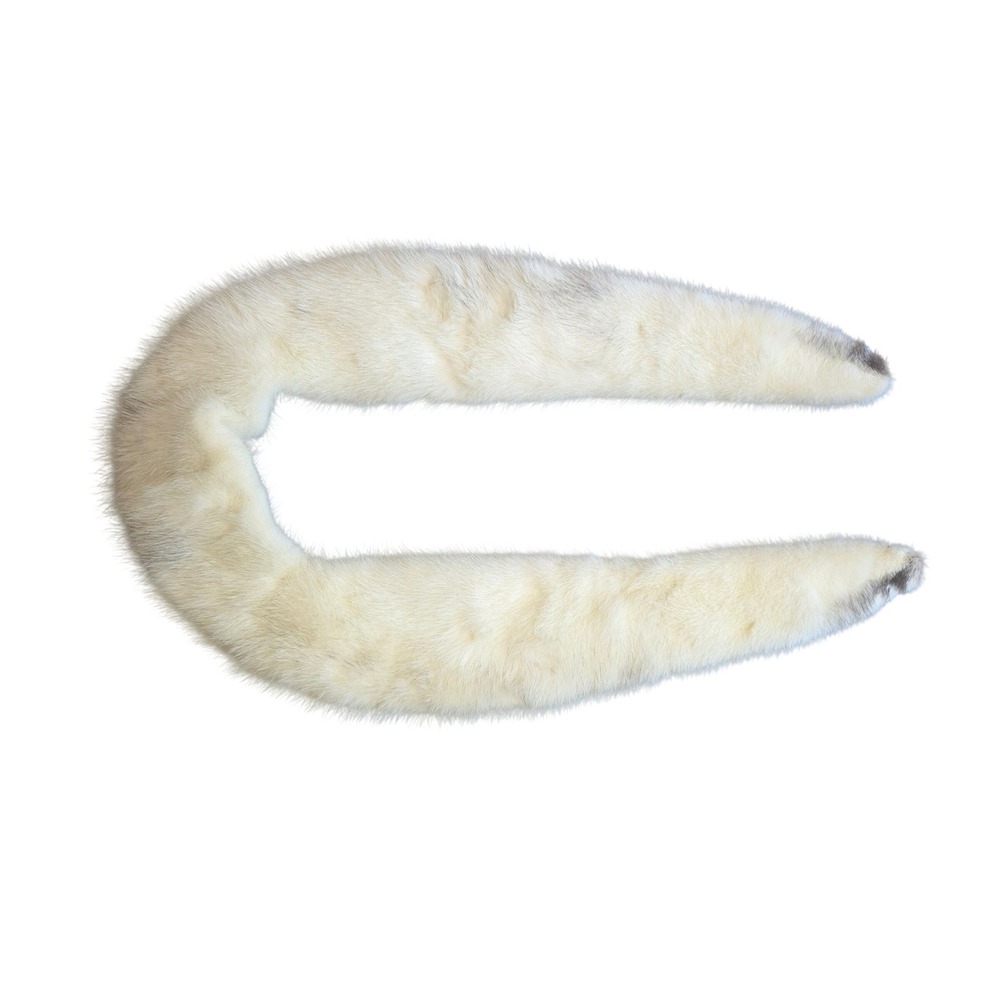 Vintage Genuine Mink Fur Collar Cream Off White Satin Lined Snap On Scarf Wrap - Picture 2 of 3